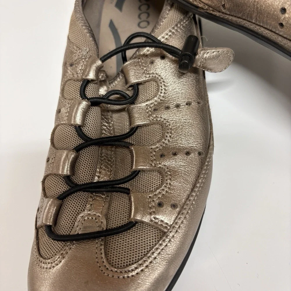 ECCO Vibration II  Women's Bronze Comfort Sneakers Leather Slip-On Size 9  (40) - Picture 9 of 15